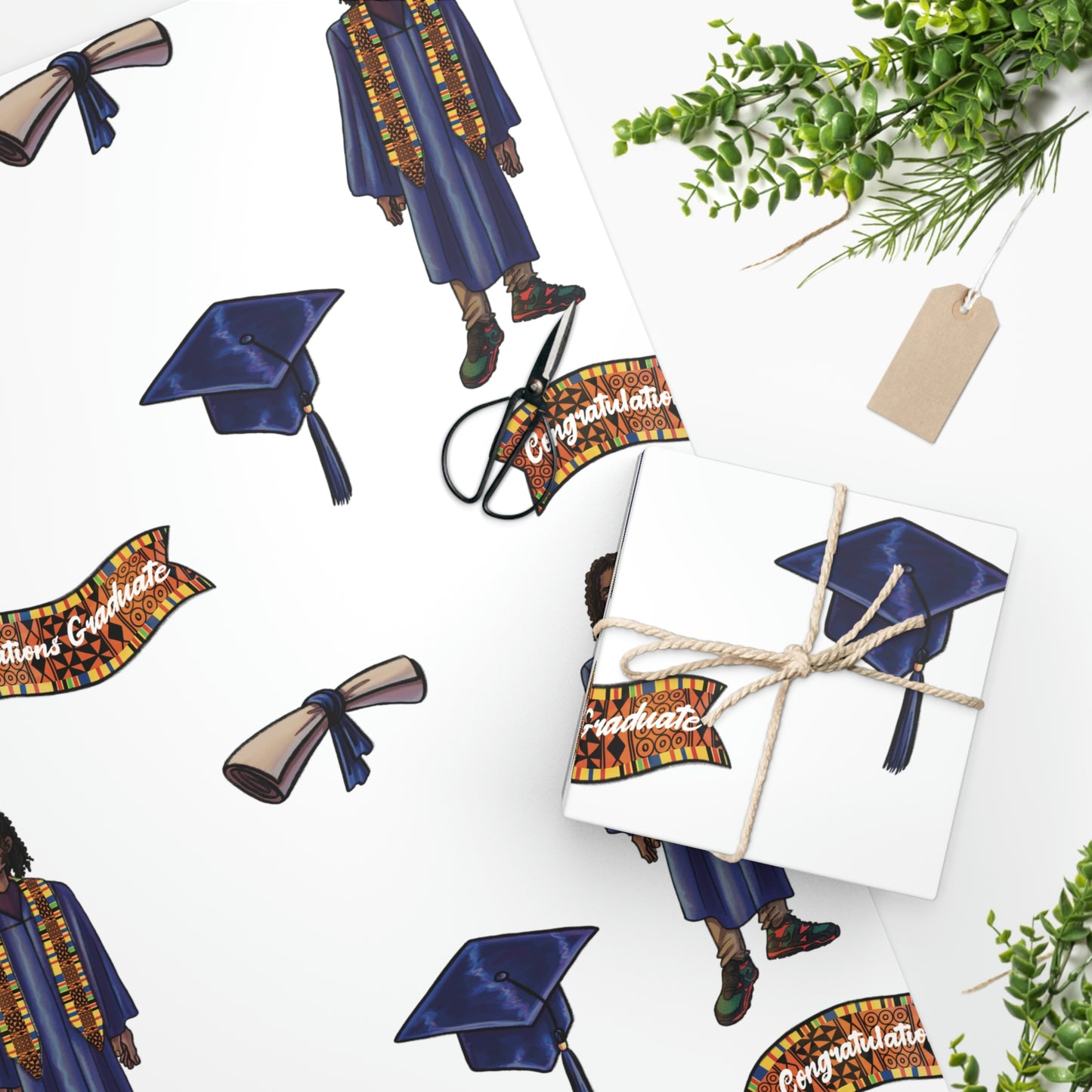 Wrapping Paper - Black Male Graduation Clear