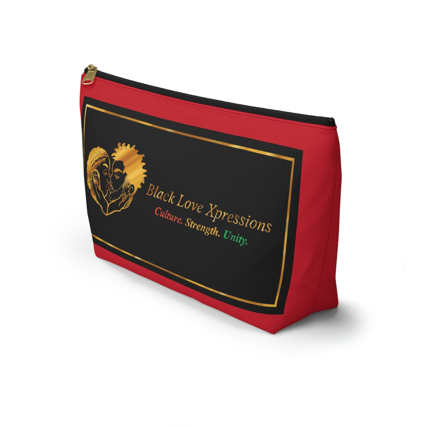 Black Love Xpressions Accessory Pouch w T-bottom w/ Red background