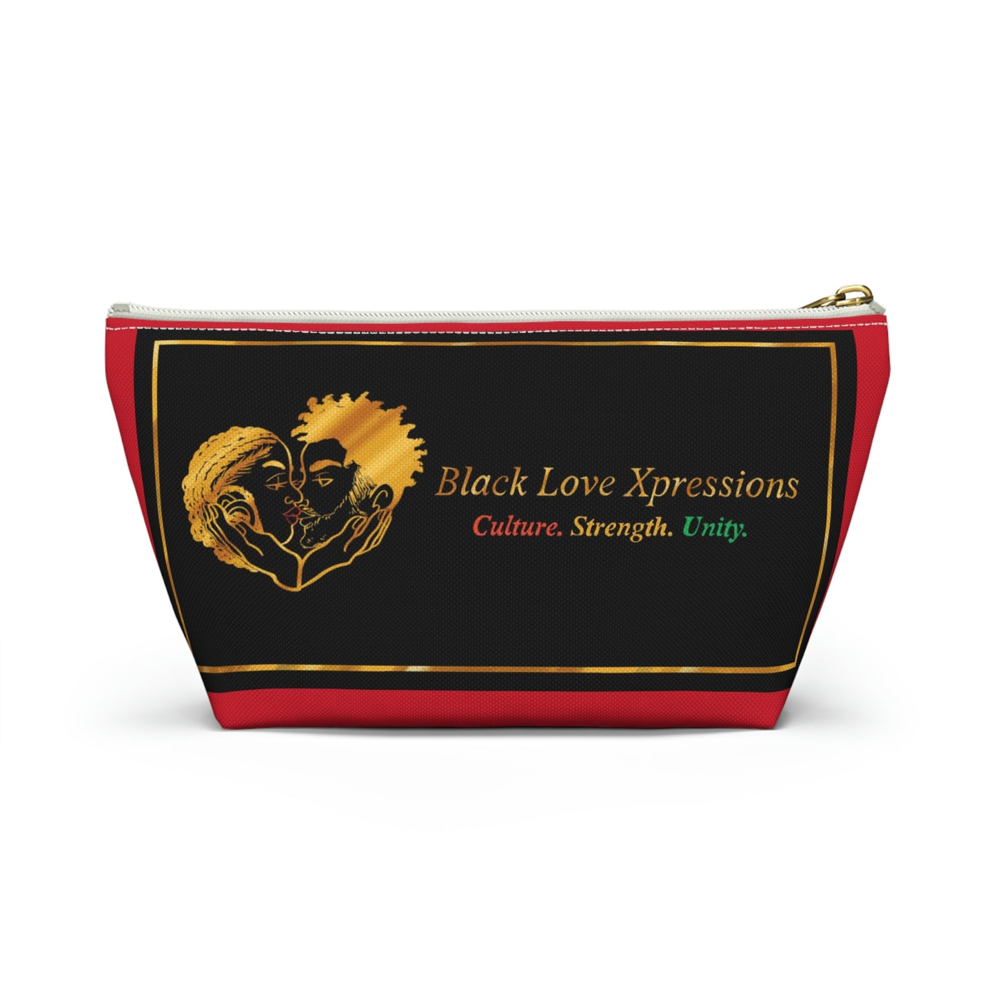 Black Love Xpressions Accessory Pouch w T-bottom w/ Red background