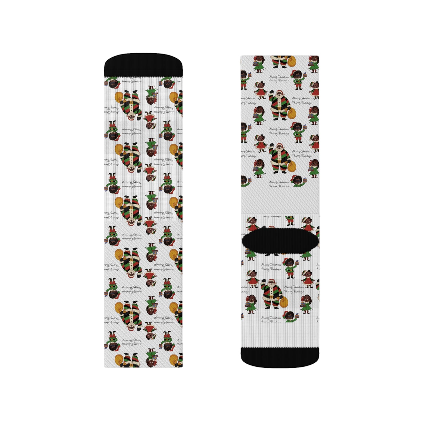 Black Santa & Elves Socks