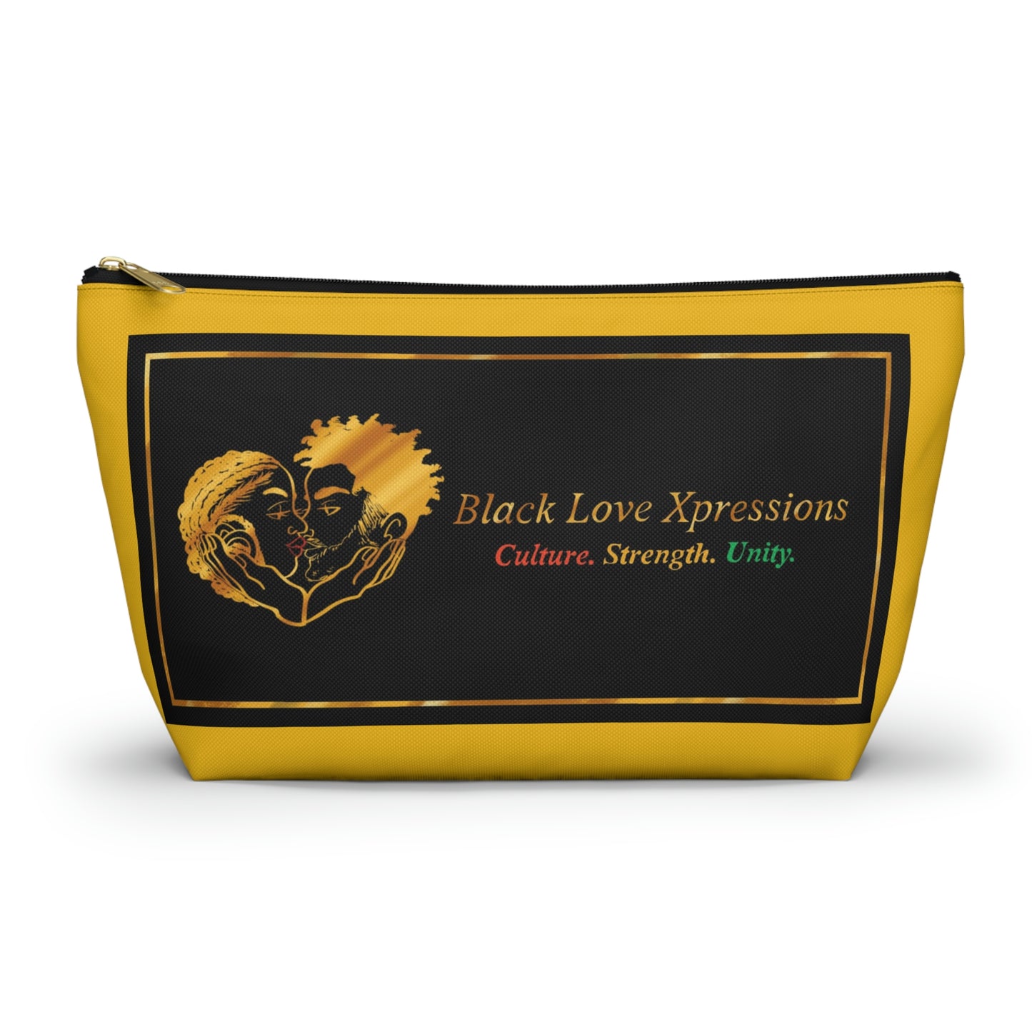 Black Love Xpressions Accessory Pouch w T-bottom w/ Gold background