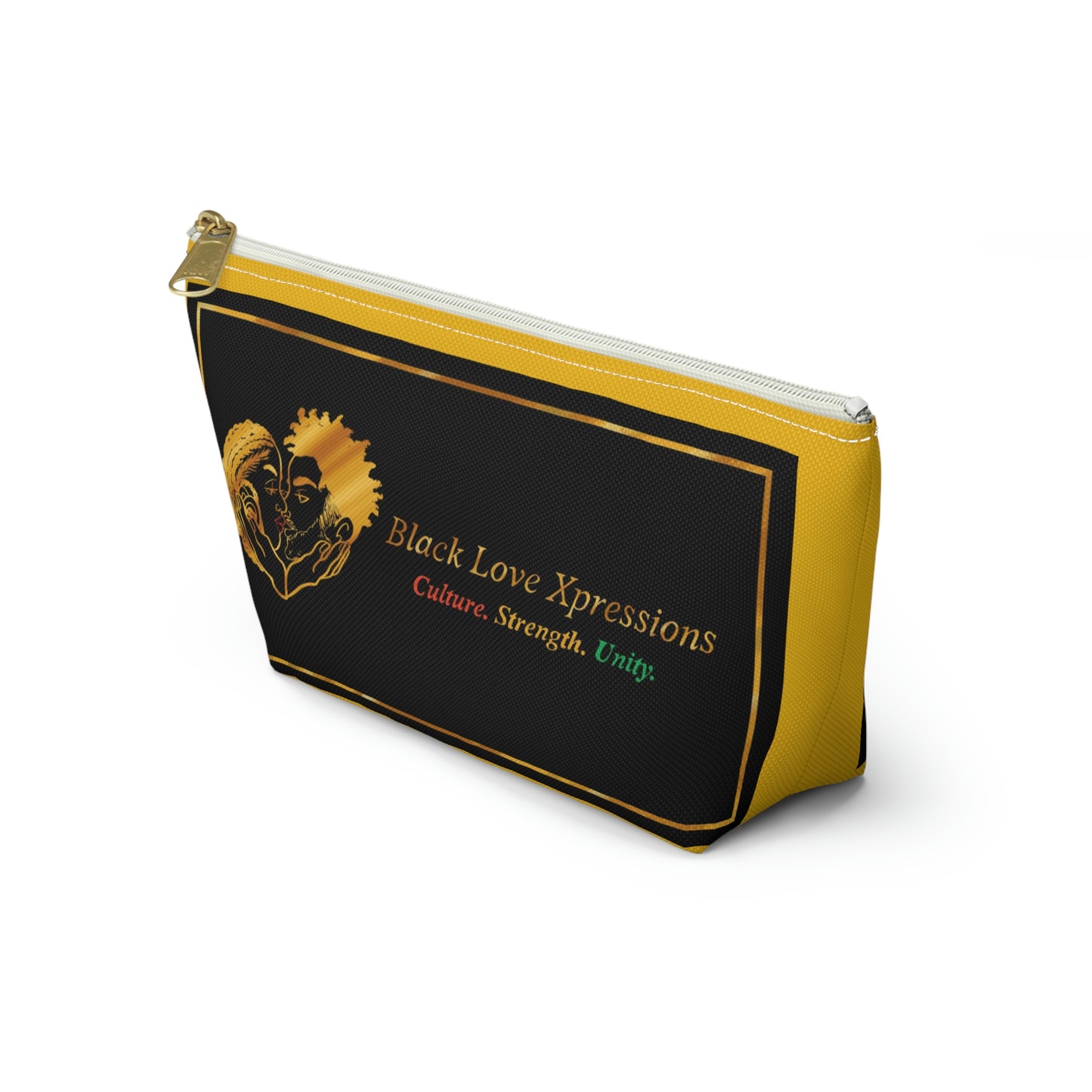 Black Love Xpressions Accessory Pouch w T-bottom w/ Gold background