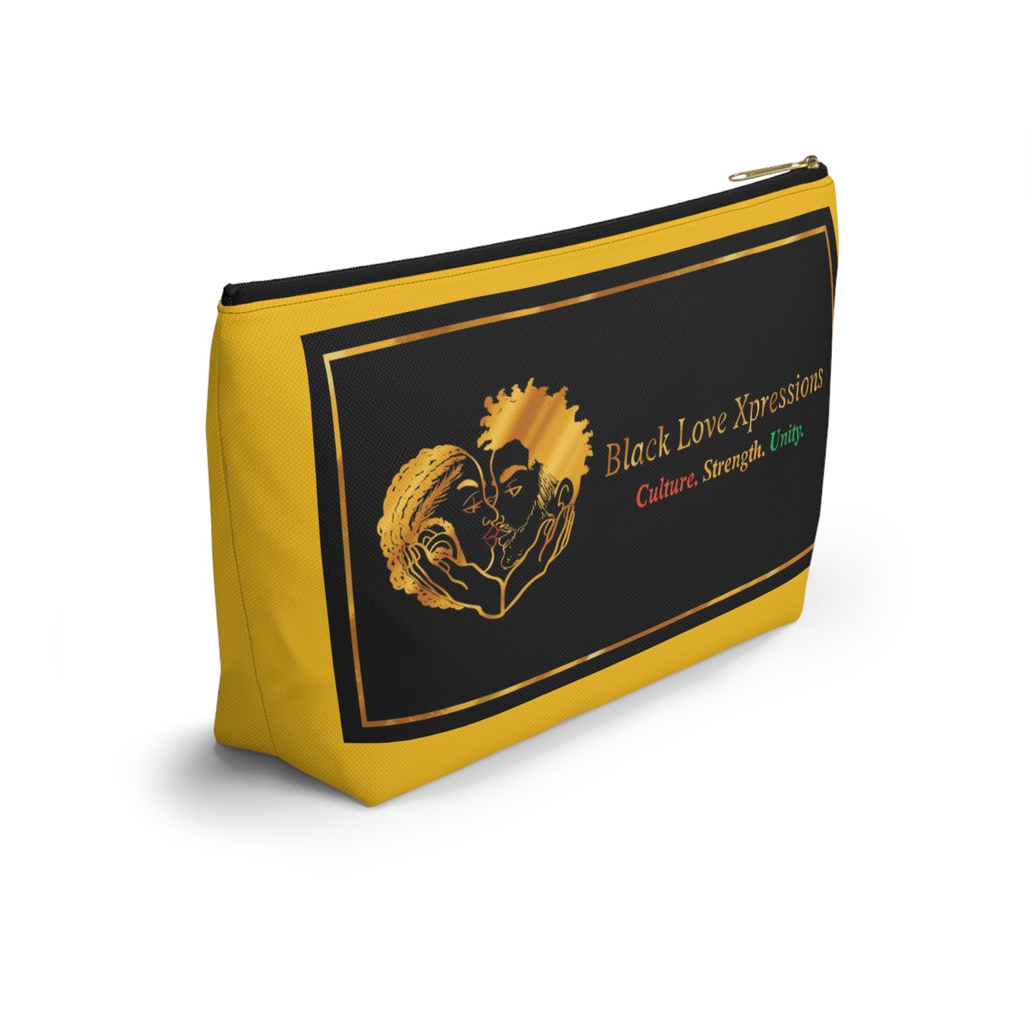 Black Love Xpressions Accessory Pouch w T-bottom w/ Gold background