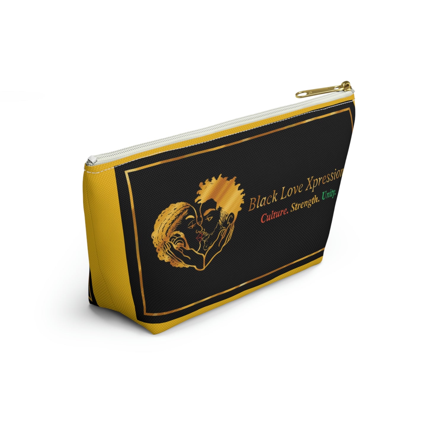 Black Love Xpressions Accessory Pouch w T-bottom w/ Gold background