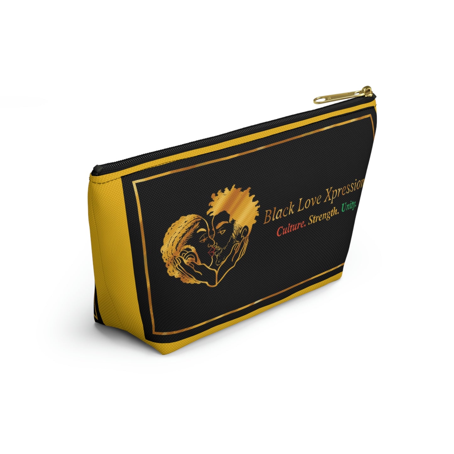 Black Love Xpressions Accessory Pouch w T-bottom w/ Gold background