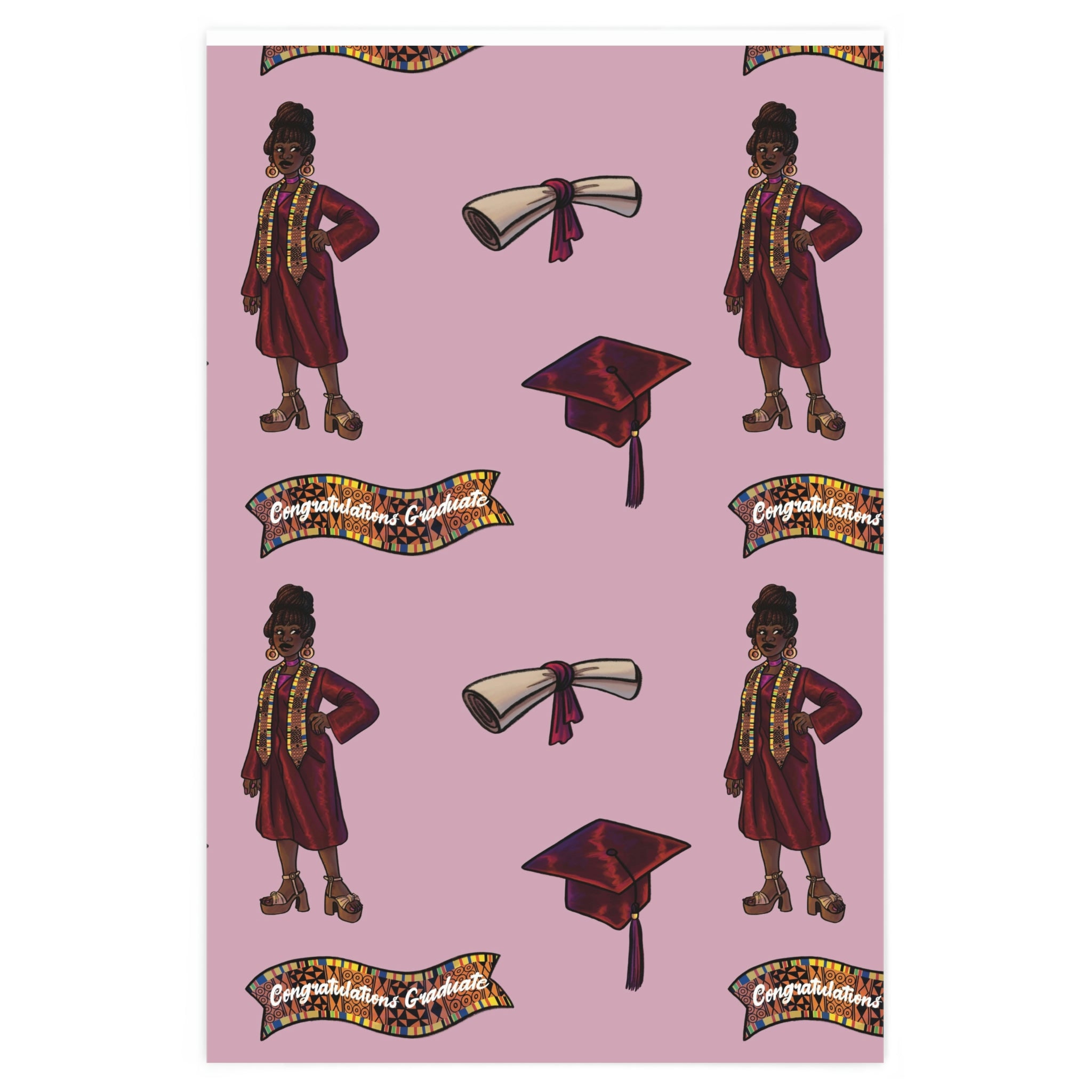 Wrapping Paper - Black Female Graduation Pink – Black Love Xpressions