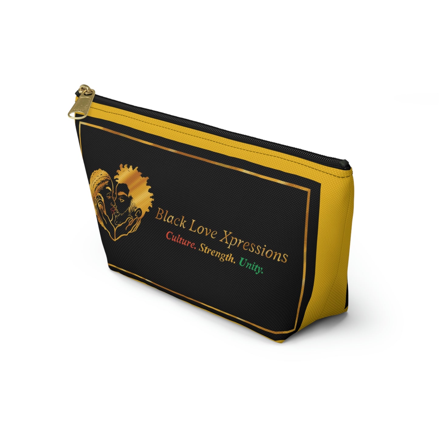 Black Love Xpressions Accessory Pouch w T-bottom w/ Gold background