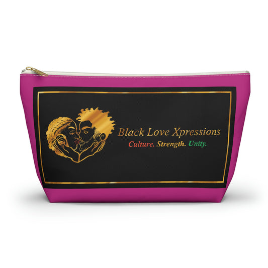 Black Love Xpressions Accessory Pouch w T-bottom w/ Pink background