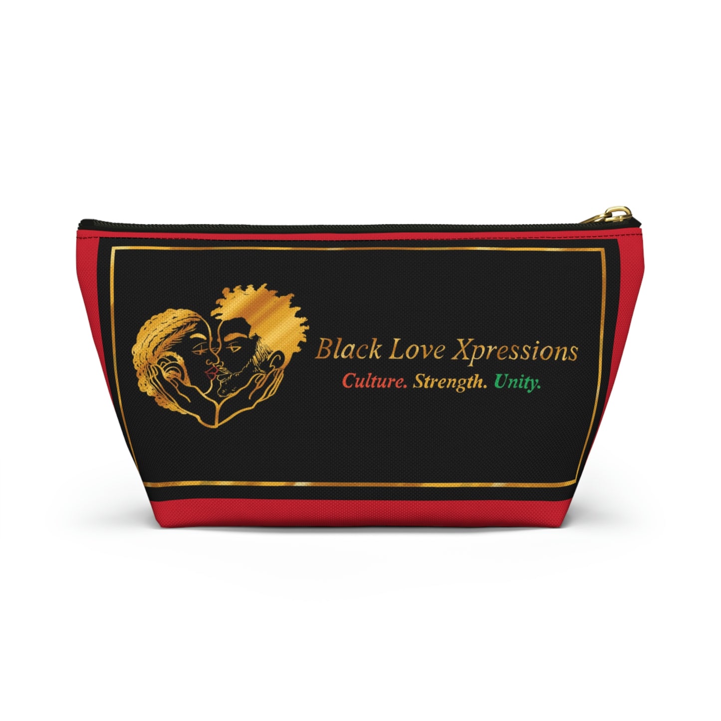 Black Love Xpressions Accessory Pouch w T-bottom w/ Red background