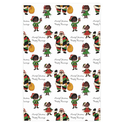 Wrapping Paper  - Black Santa & Elves