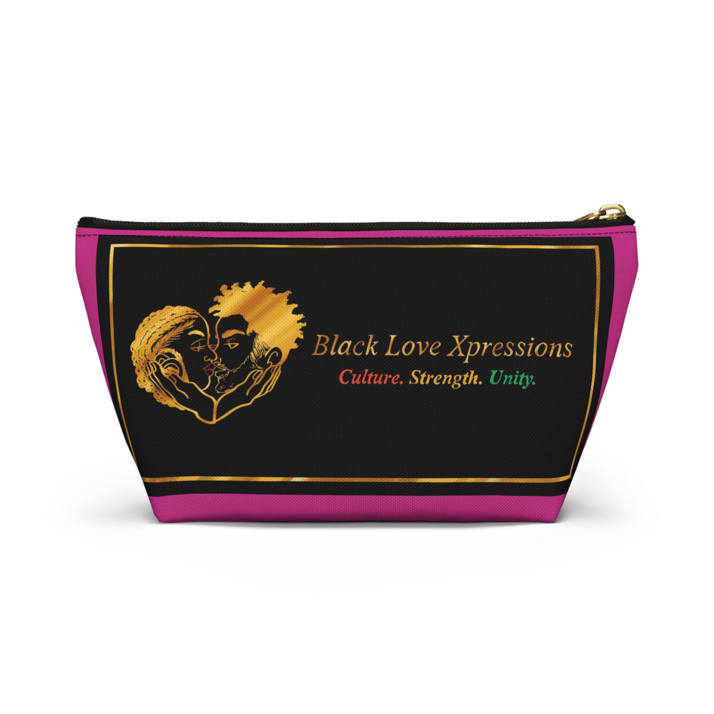 Black Love Xpressions Accessory Pouch w T-bottom w/ Pink background