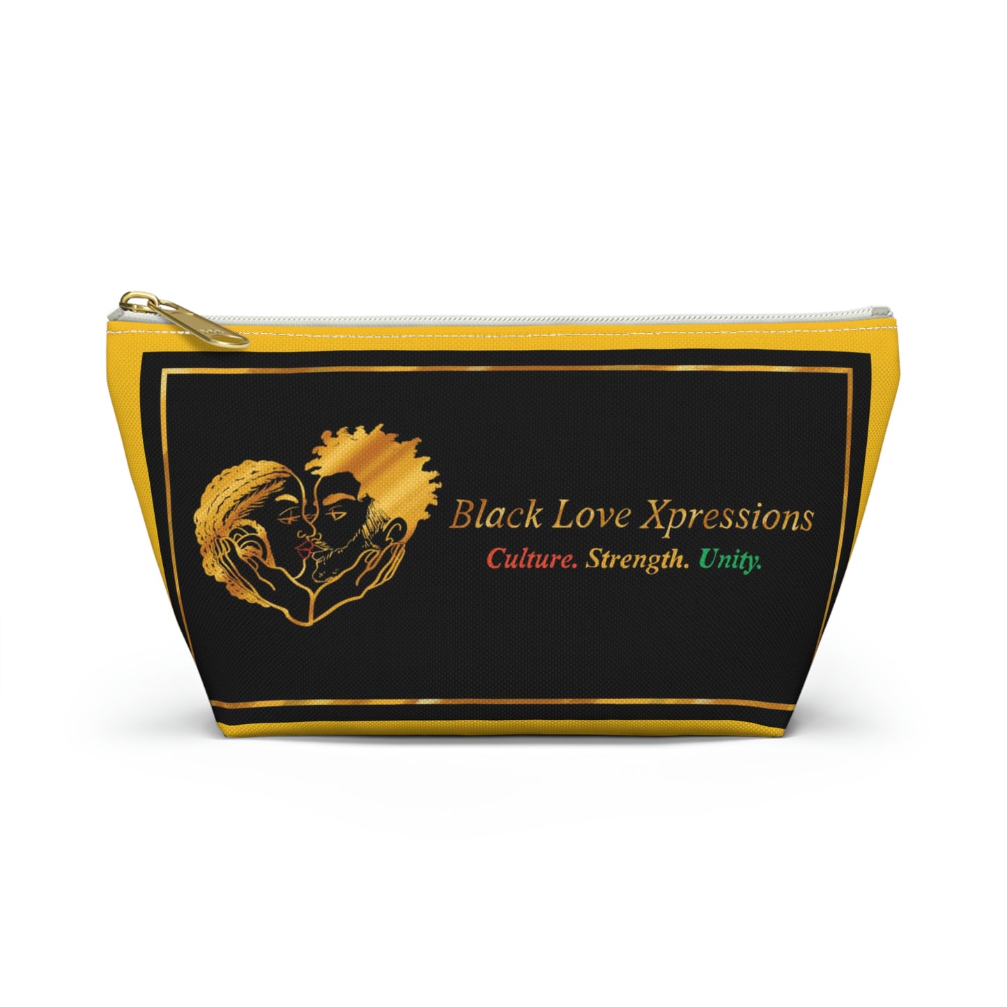 Black Love Xpressions Accessory Pouch w T-bottom w/ Gold background