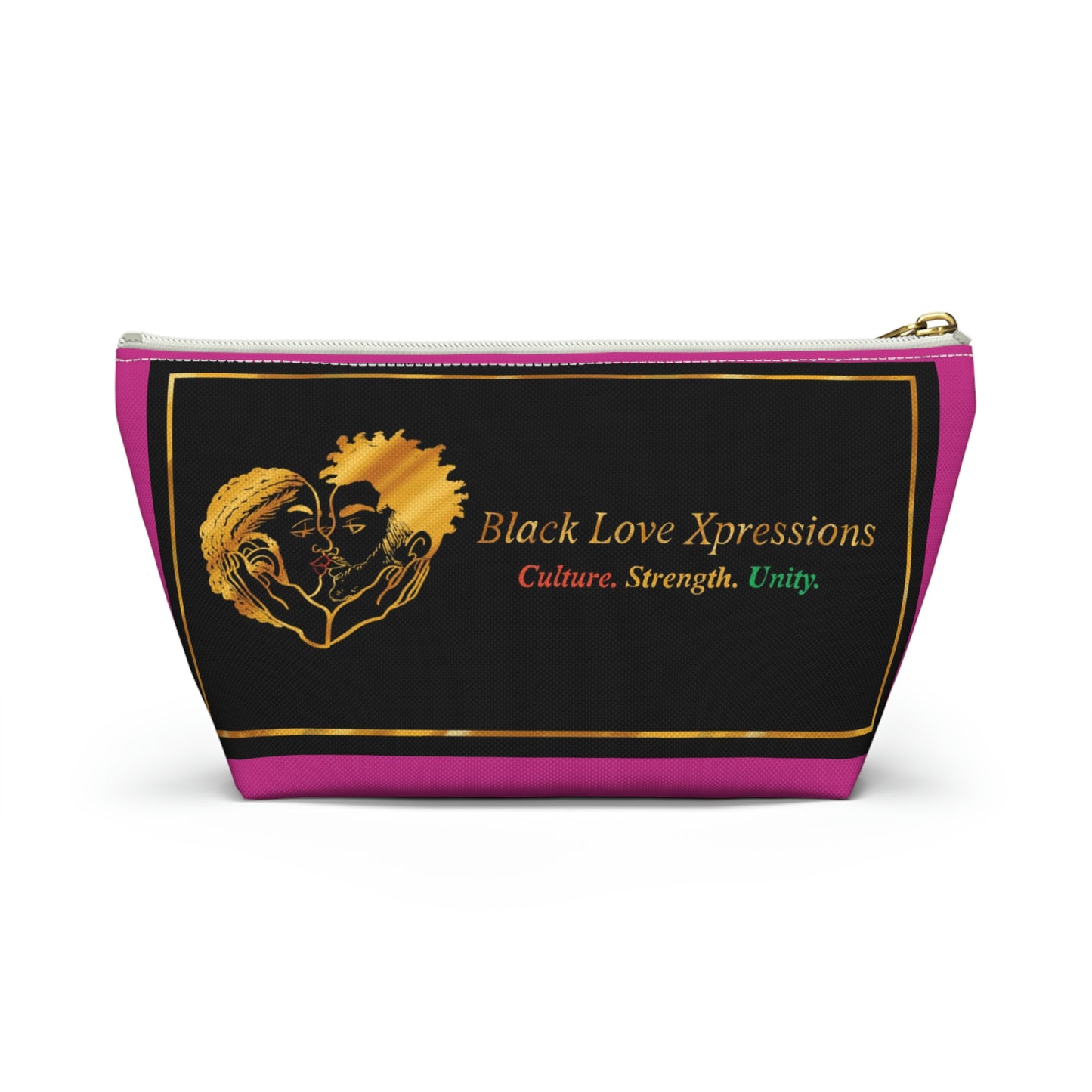 Black Love Xpressions Accessory Pouch w T-bottom w/ Pink background