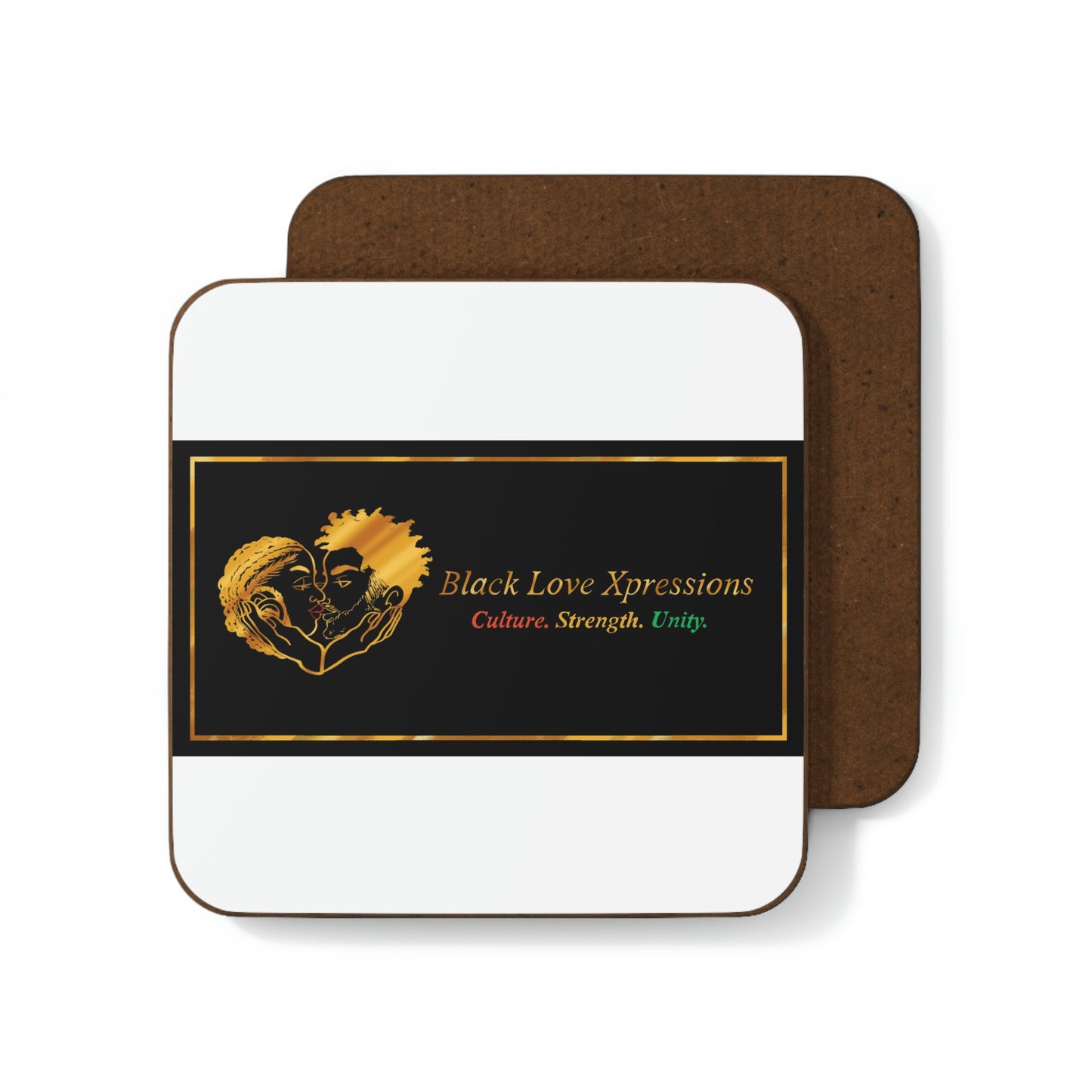 Black Love Xpressions Hardboard Back Coaster w/ White Background