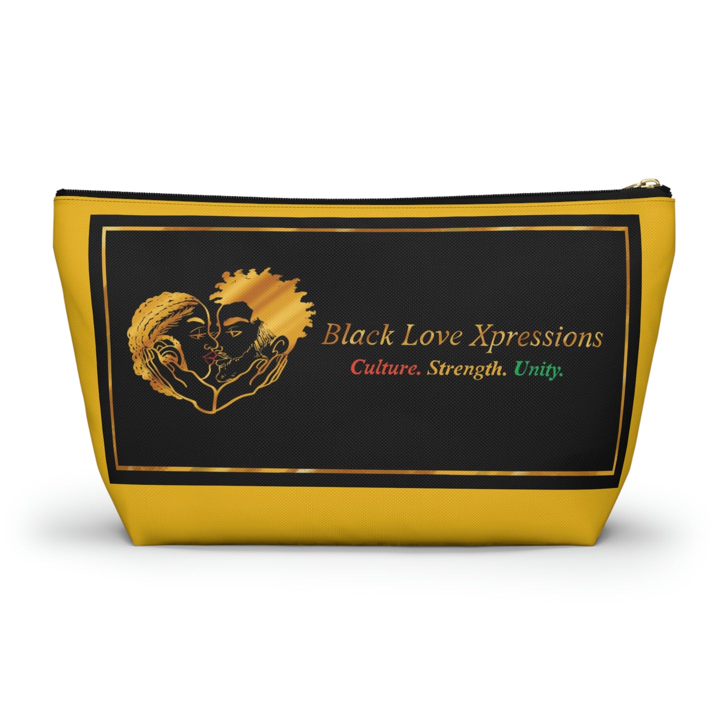 Black Love Xpressions Accessory Pouch w T-bottom w/ Gold background