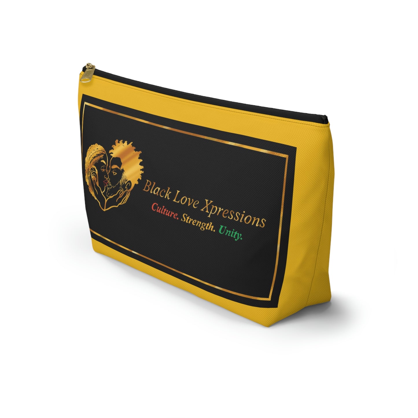 Black Love Xpressions Accessory Pouch w T-bottom w/ Gold background