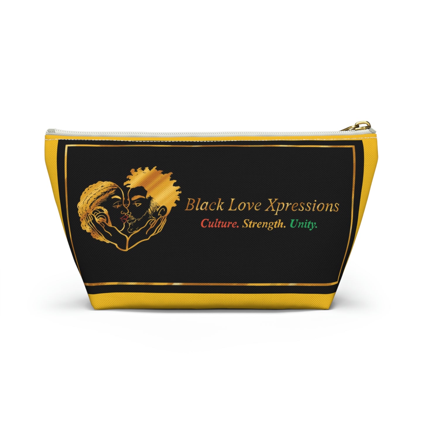 Black Love Xpressions Accessory Pouch w T-bottom w/ Gold background