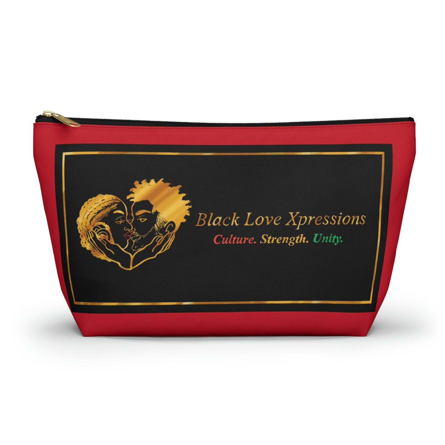 Black Love Xpressions Accessory Pouch w T-bottom w/ Red background