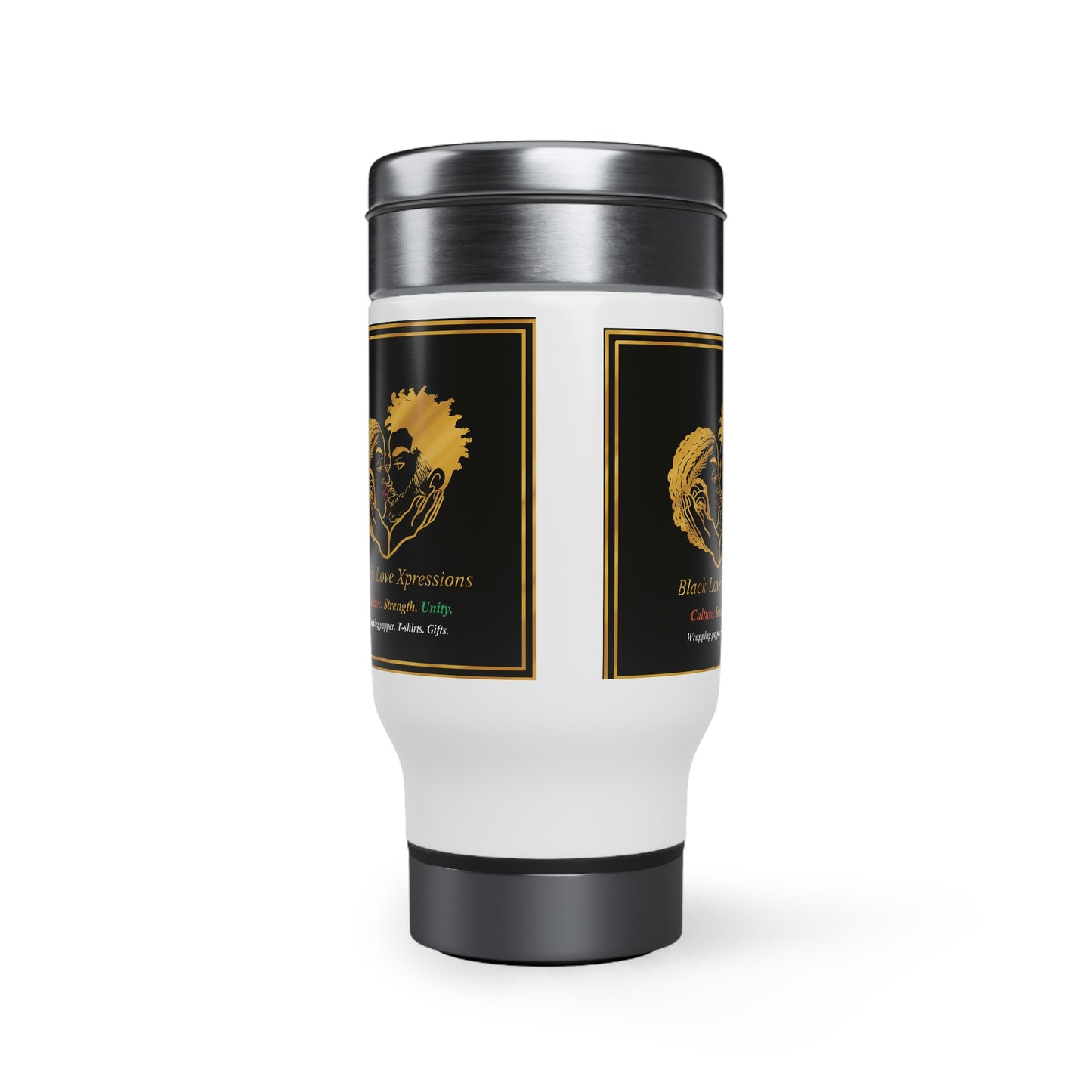 Black Love Xpressions Stainless Steel Travel Mug with Handle, 14oz