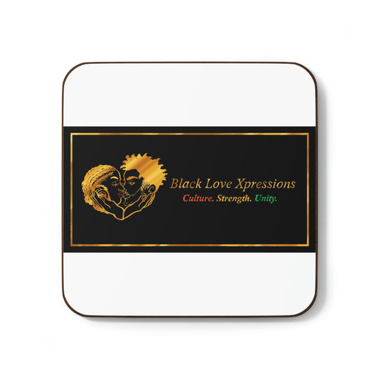 Black Love Xpressions Hardboard Back Coaster w/ White Background