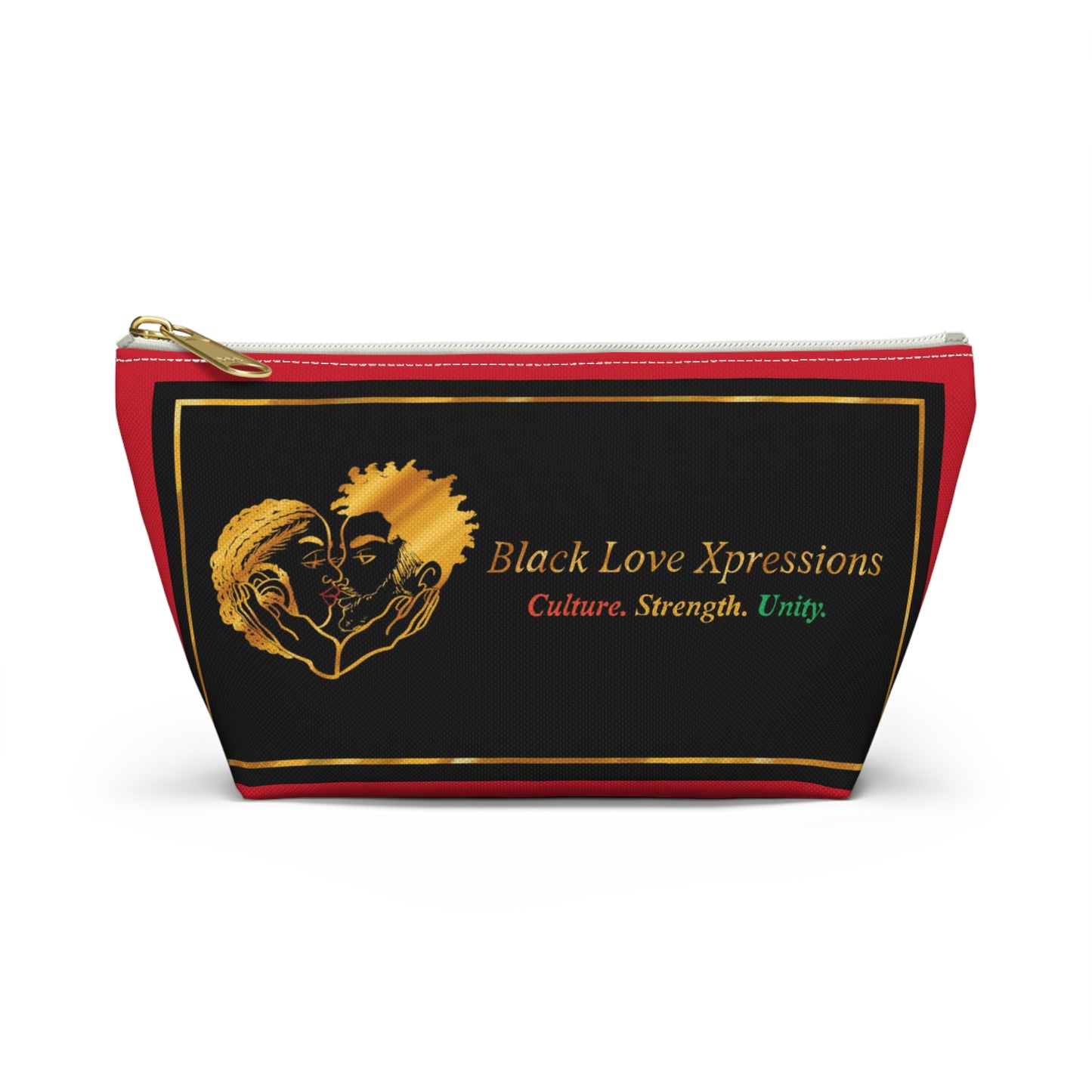 Black Love Xpressions Accessory Pouch w T-bottom w/ Red background