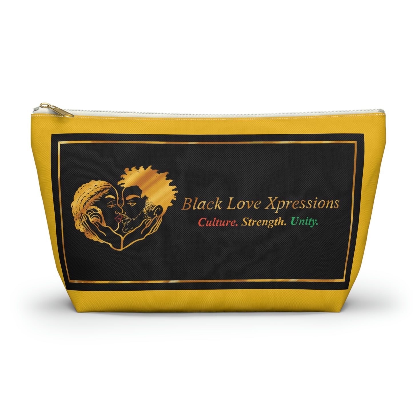 Black Love Xpressions Accessory Pouch w T-bottom w/ Gold background