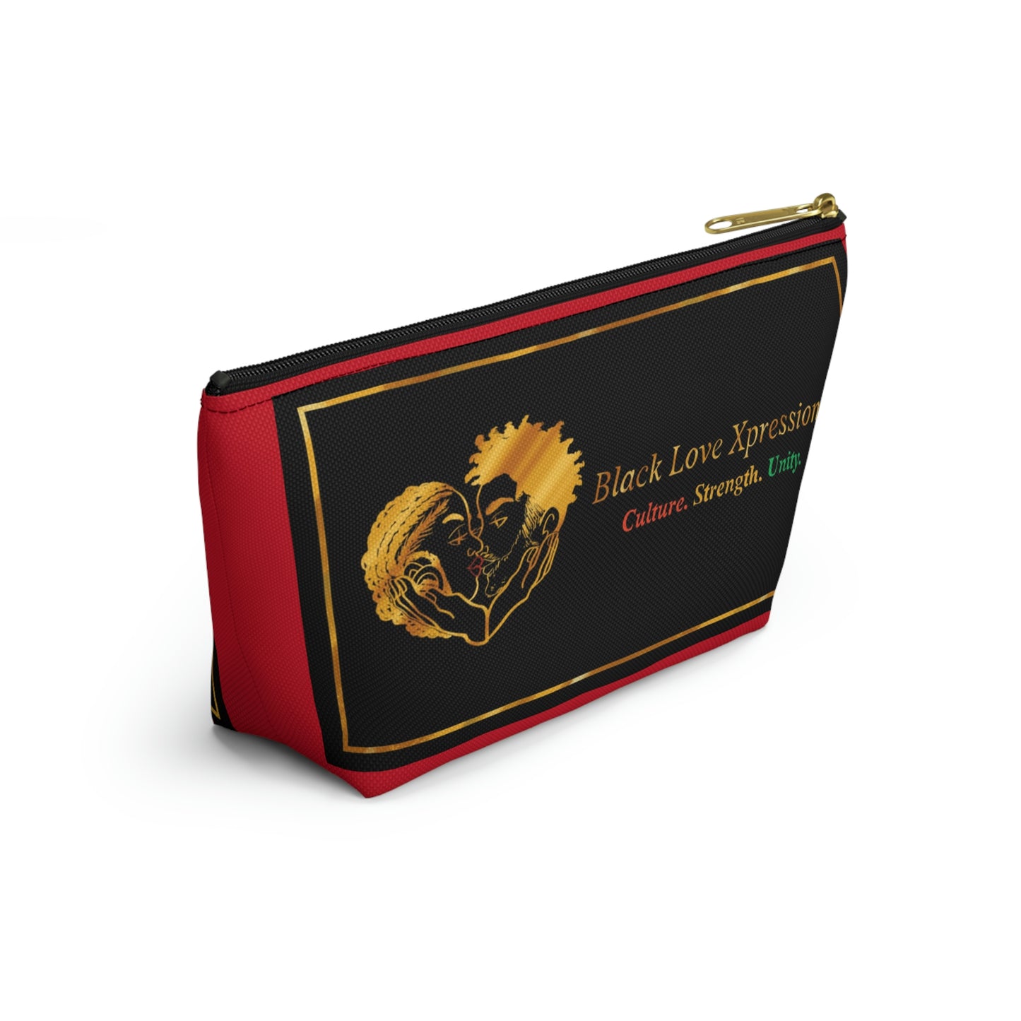 Black Love Xpressions Accessory Pouch w T-bottom w/ Red background