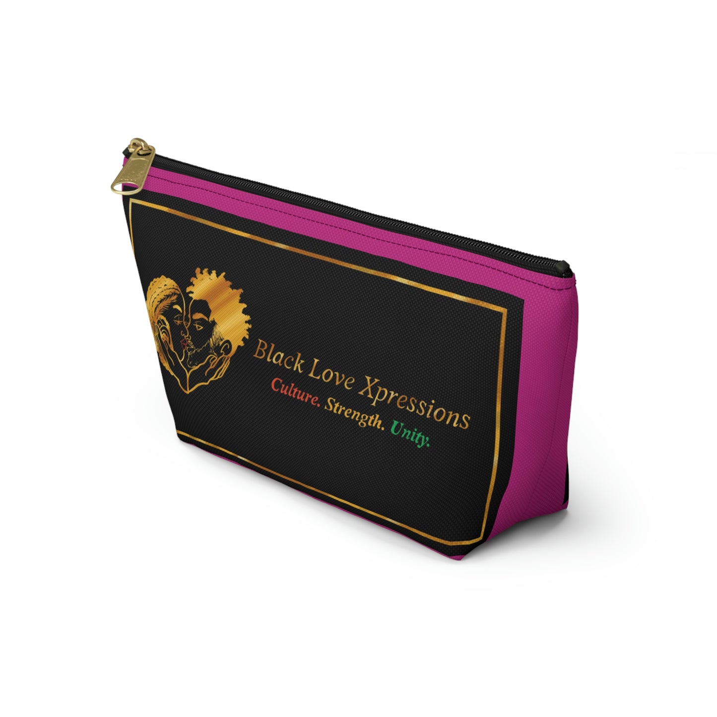 Black Love Xpressions Accessory Pouch w T-bottom w/ Pink background