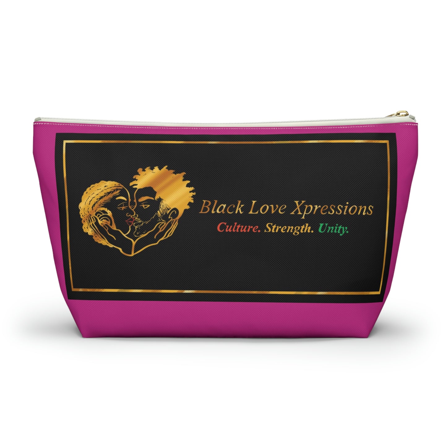 Black Love Xpressions Accessory Pouch w T-bottom w/ Pink background