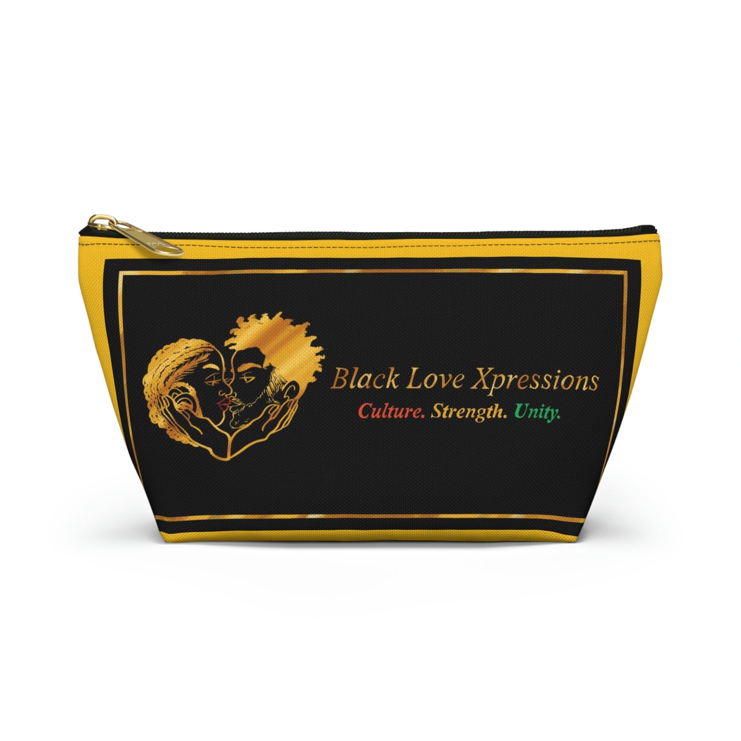 Black Love Xpressions Accessory Pouch w T-bottom w/ Gold background