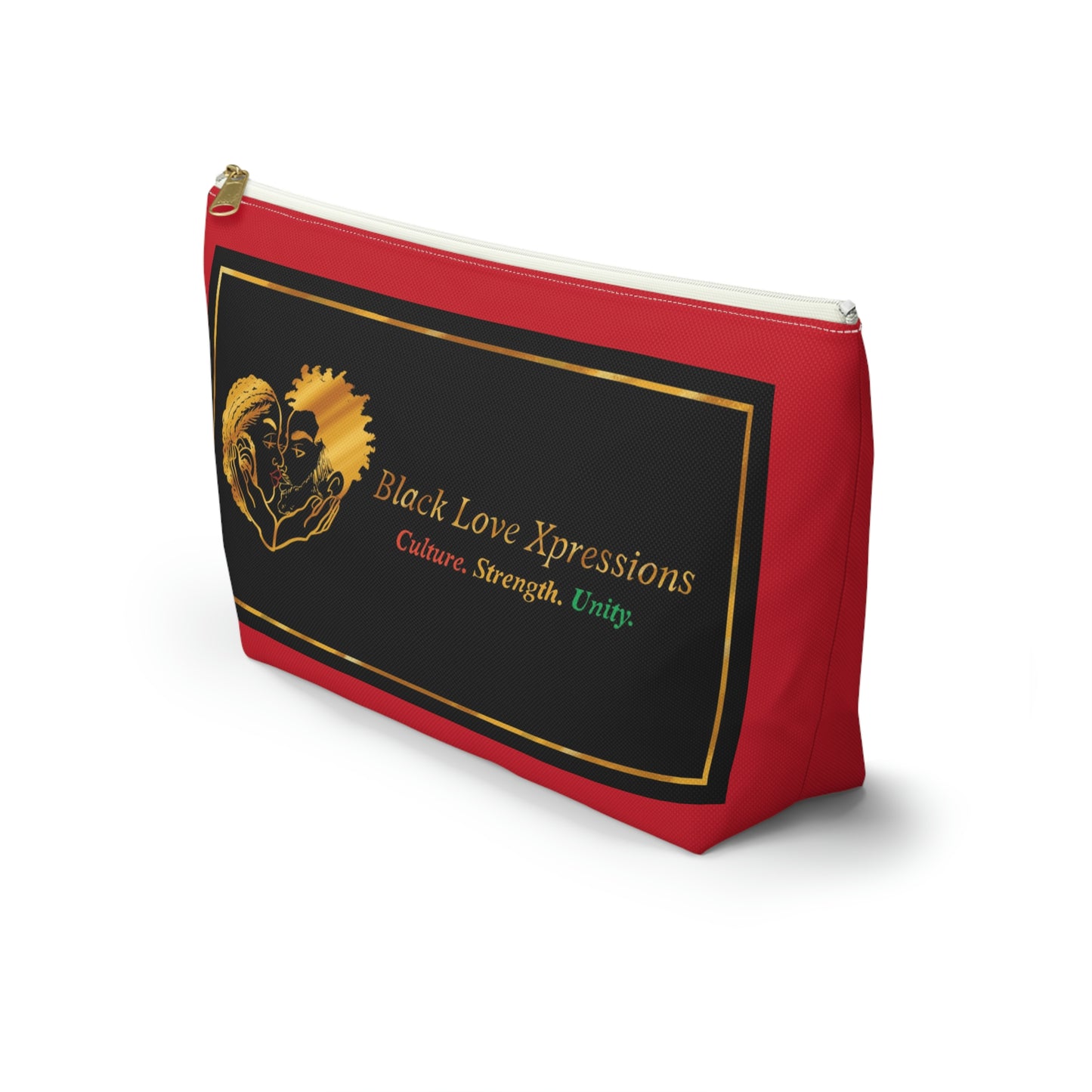 Black Love Xpressions Accessory Pouch w T-bottom w/ Red background