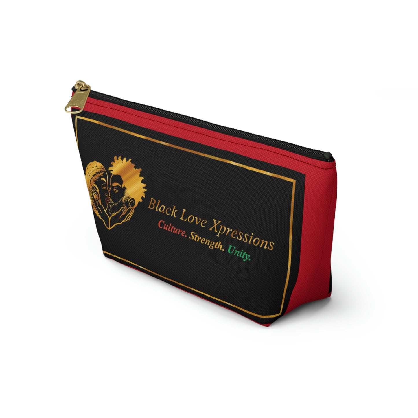 Black Love Xpressions Accessory Pouch w T-bottom w/ Red background