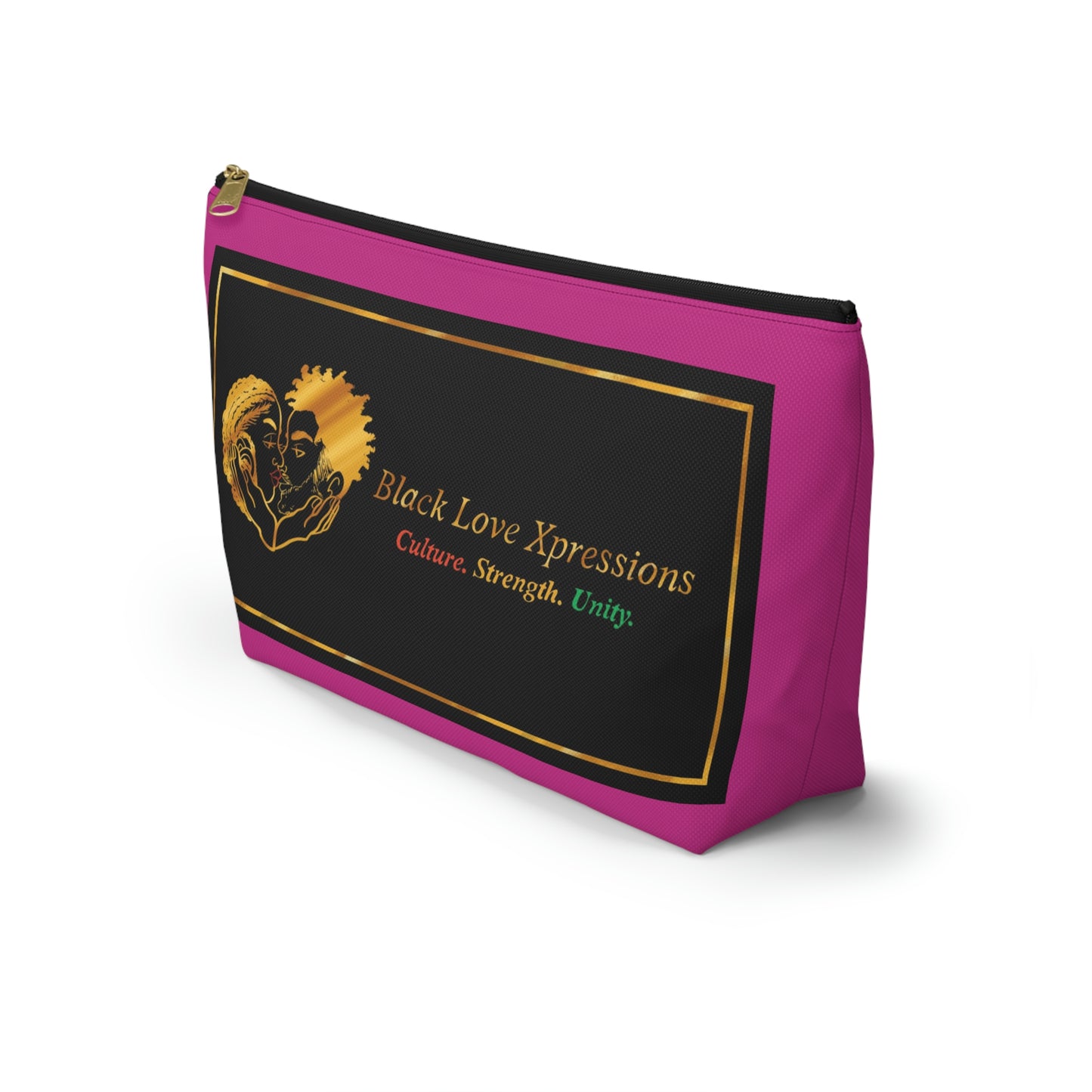 Black Love Xpressions Accessory Pouch w T-bottom w/ Pink background