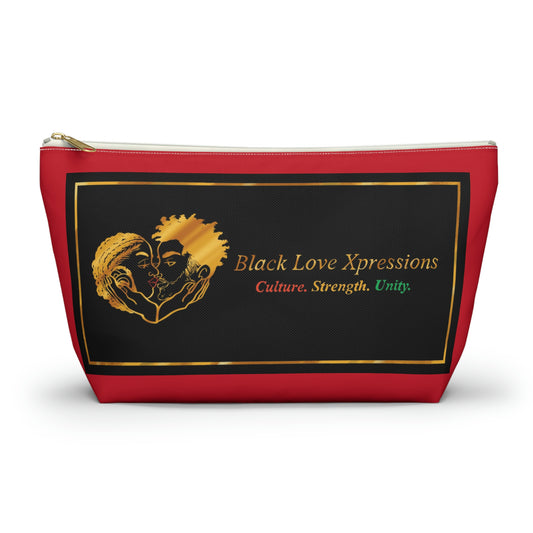 Black Love Xpressions Accessory Pouch w T-bottom w/ Red background