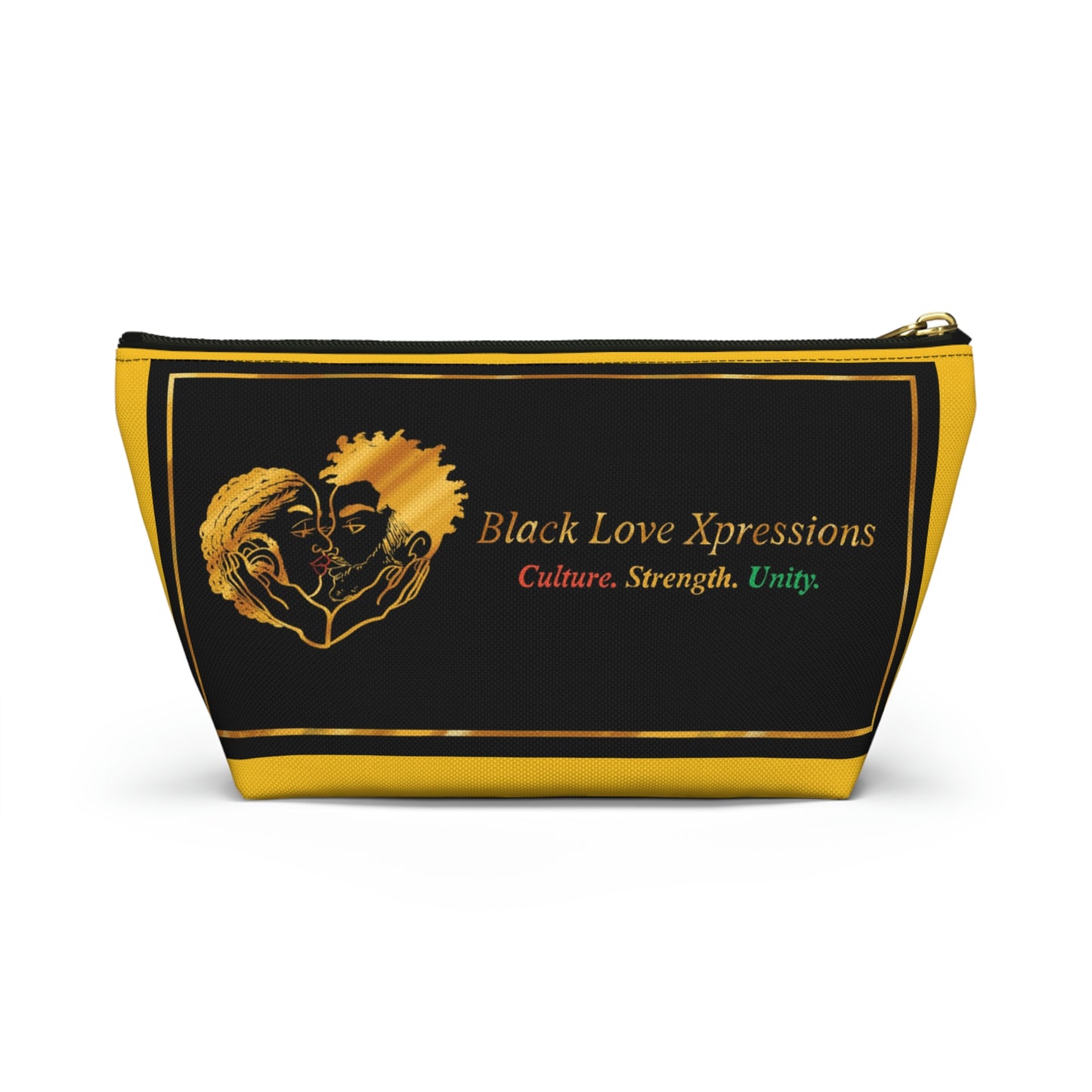 Black Love Xpressions Accessory Pouch w T-bottom w/ Gold background