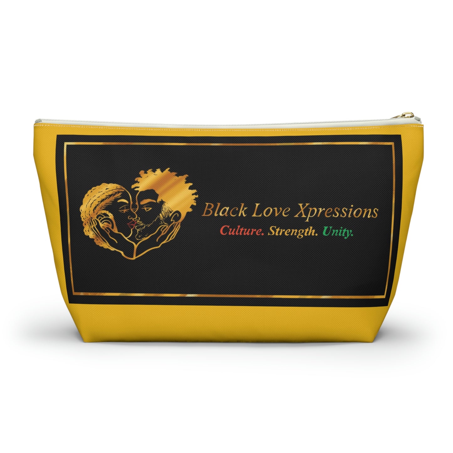 Black Love Xpressions Accessory Pouch w T-bottom w/ Gold background