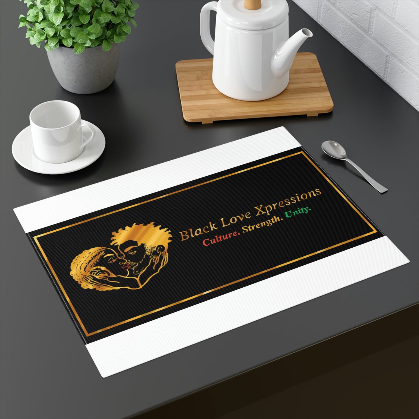 Black Love Xpressions Placemat, 1pc w/ White background