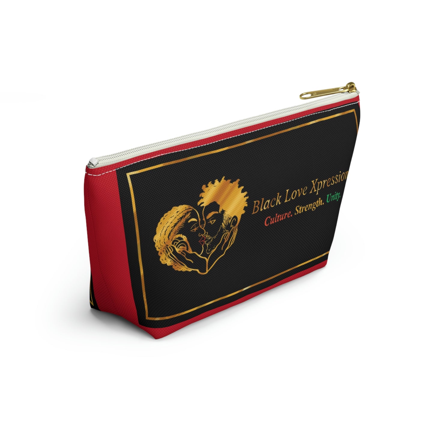 Black Love Xpressions Accessory Pouch w T-bottom w/ Red background