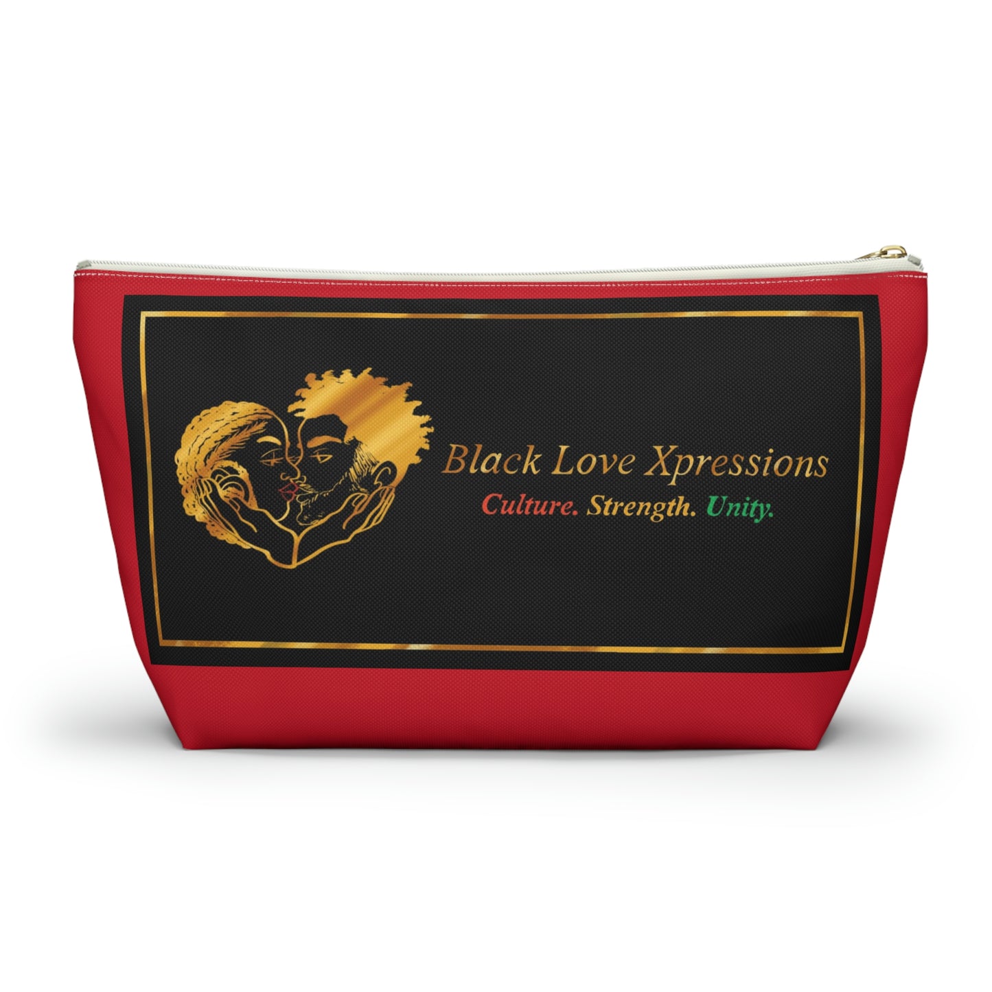 Black Love Xpressions Accessory Pouch w T-bottom w/ Red background