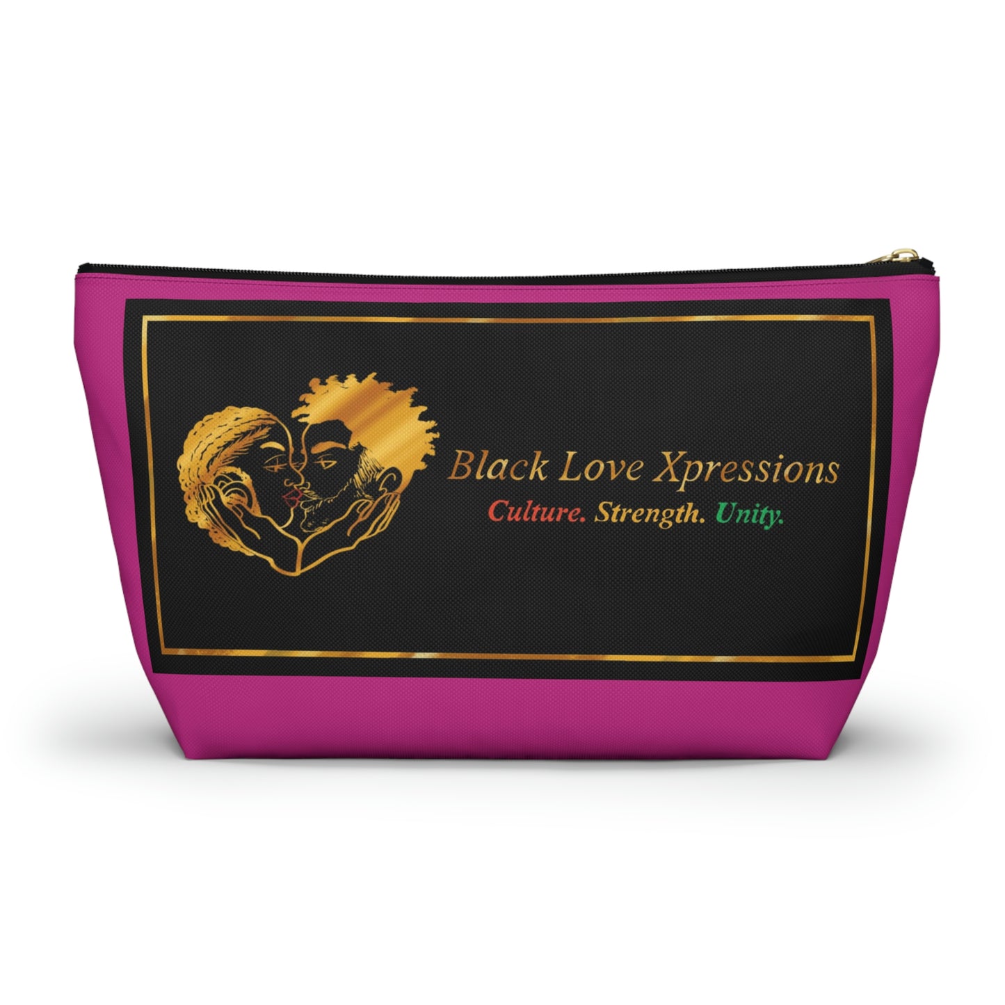 Black Love Xpressions Accessory Pouch w T-bottom w/ Pink background