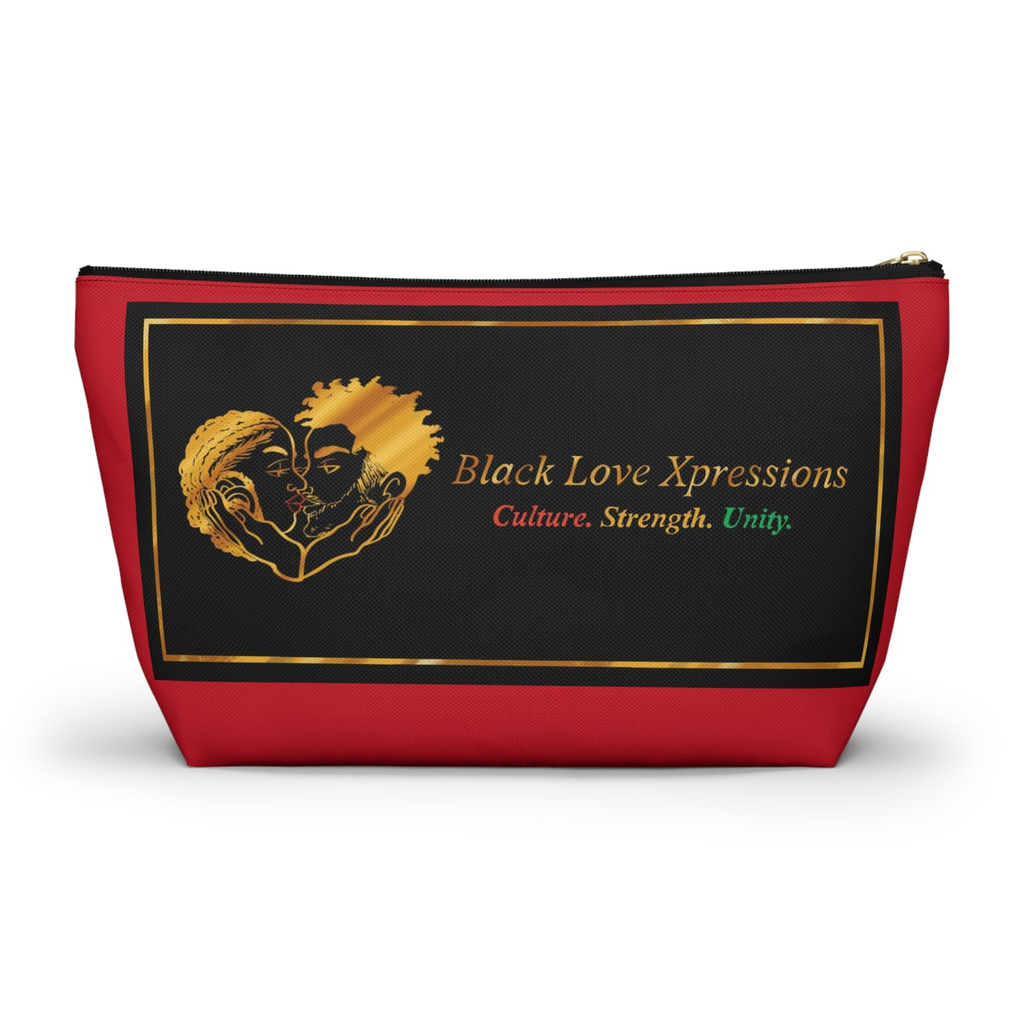 Black Love Xpressions Accessory Pouch w T-bottom w/ Red background