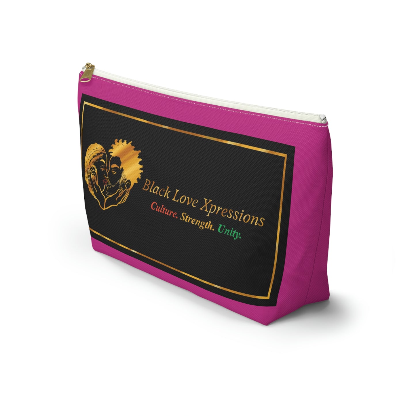 Black Love Xpressions Accessory Pouch w T-bottom w/ Pink background