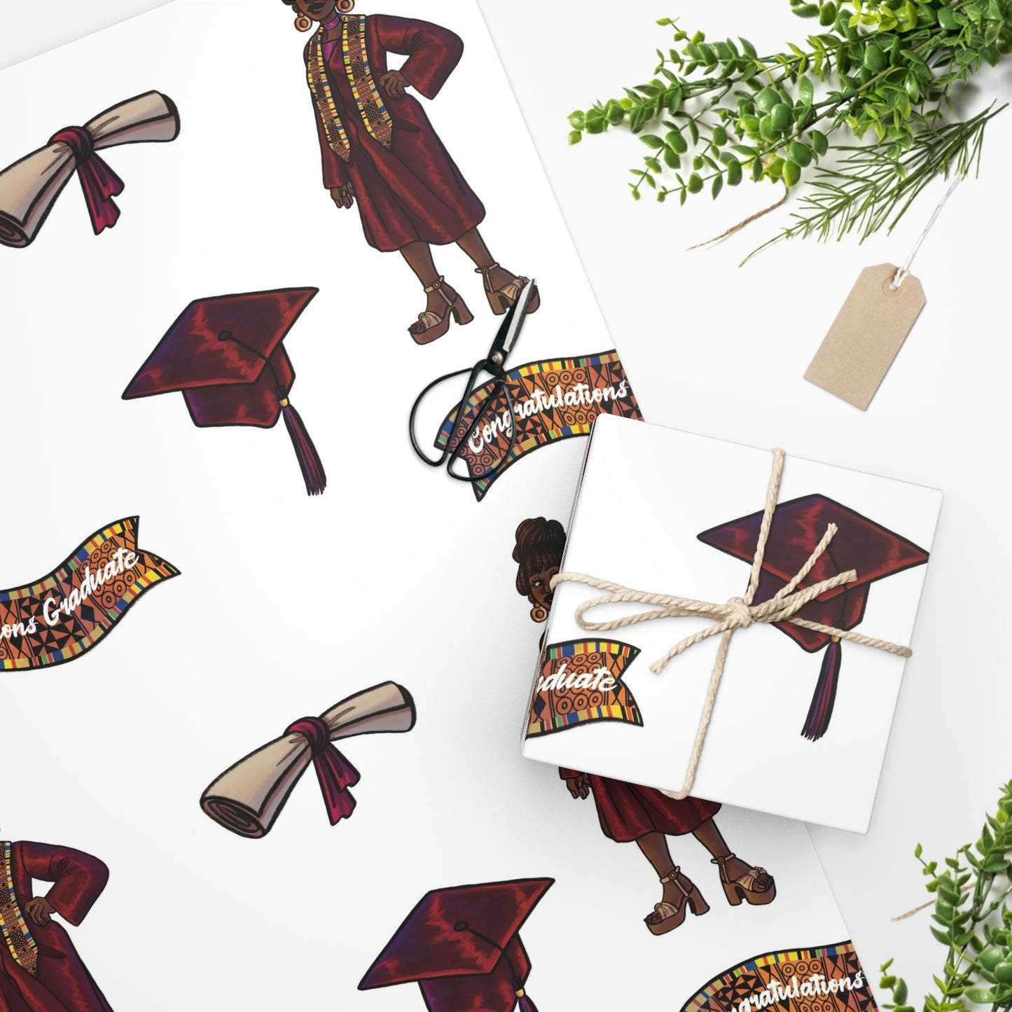 Wrapping Paper - Black Female Graduation Clear