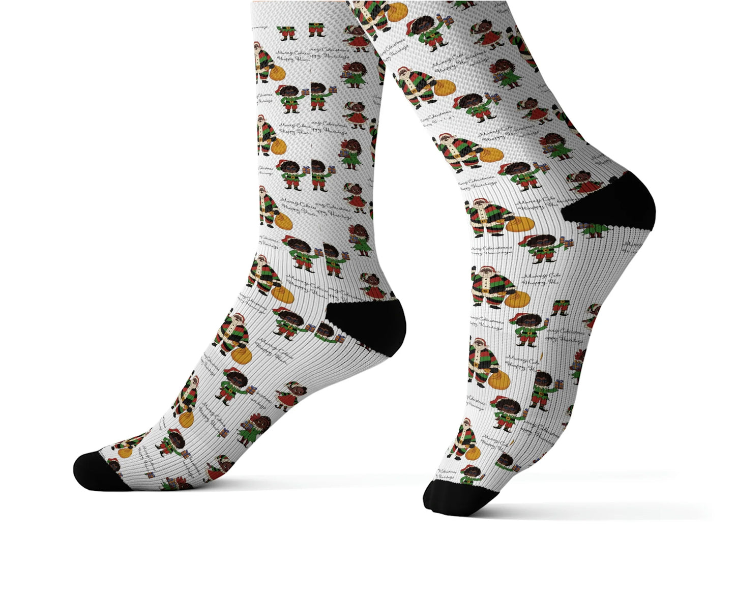 Black Santa & Elves Socks